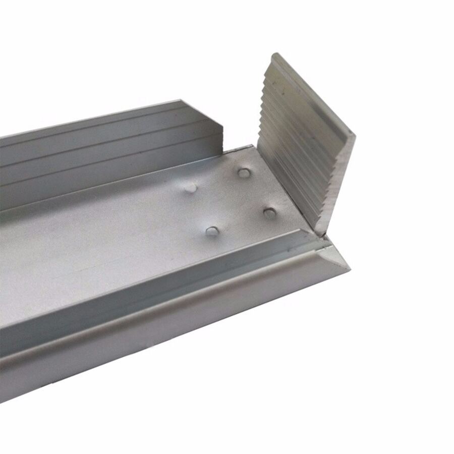 Frame corner showing corner connector and riveting points
