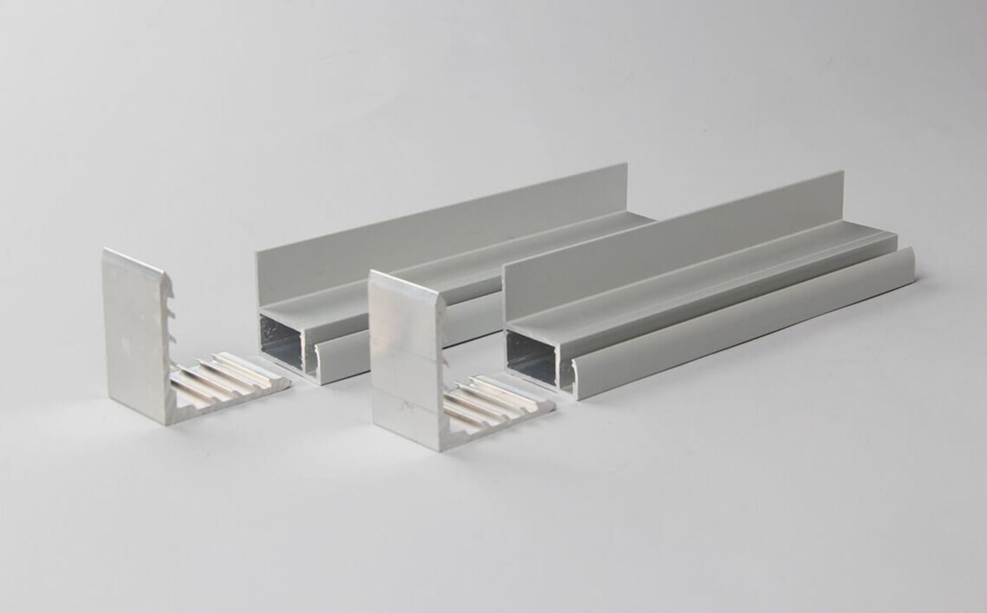 Anodized aluminium solar panel frame profiles with corner connectors